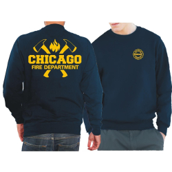 CHICAGO FIRE Dept. axes and flames nel yellow, blu navy...