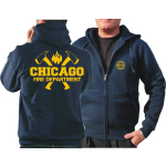 CHICAGO FIRE Dept. Hooded jacket navy, with axes and Standard-Emblem in yellow