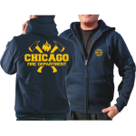 CHICAGO FIRE Dept. Giacca con cappuccio blu navy, con assin e Standard-Emblem nel giallo