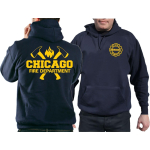 CHICAGO FIRE Dept. axes and flames nel yellow, blu navy Hoodie