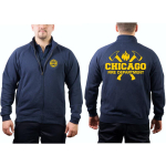 CHICAGO FIRE Dept. Chaqueta de sudor azul marino, con ejes y Standard-Emblem en amarillo