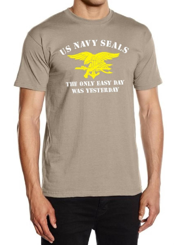 T-Shirt khaki, marin SEAL (Sea - Air Land) zweifarbig
