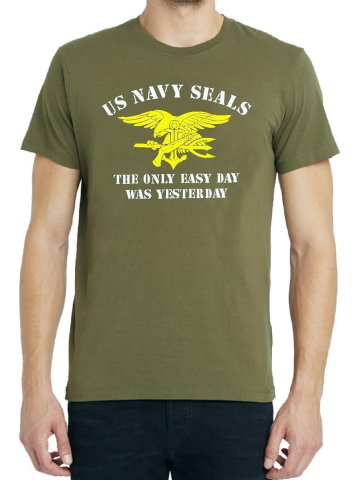 T-Shirt olive, NAVY SEAL (The Only Easy Day Was Yesterday) bicolor