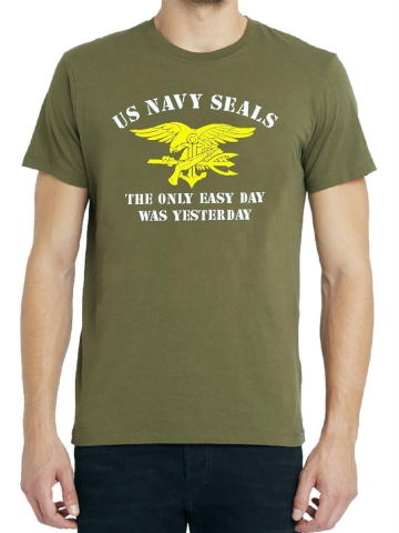 T-Shirt olive, marin SEAL (Sea - Air Land) zweifarbig