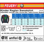 Kinder-Sweat blu navy, FEUERWEHR beidseitig neongiallo