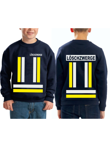 Kinder-Sweat navy, LÖSCHZWERGE with yellow and silver Bestreifung