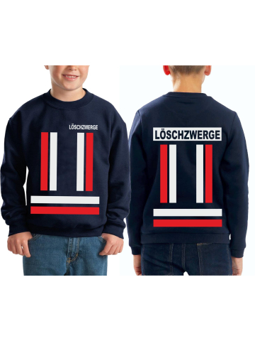 Kinder-Sweat navy, LÖSCHZWERGE with red and silver Bestreifung