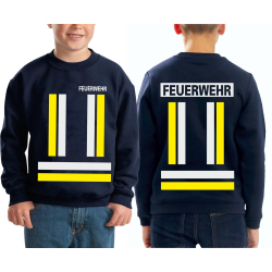 Kinder-Sweat navy, FEUERWEHR with yellow and silver...