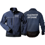 WorkSoftshelljacke navy, FEUERWEHR (reflektierend), beidseitig Schrift "O" mit Ortsnamen