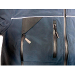 Chaqueta WorkSoftshell azul marino, BaWü Stauferlöwe con ponga su nombre, FEUERWEHR plata con rojo banda hinten