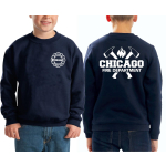 Kinder-Sweat navy, CHICAGO FIRE DEPT. with axes and Flamme in white
