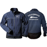 WorkSoftshelljacket navy, font "M3" (Strahlrohr) with place-name