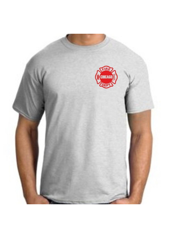 CHICAGO FIRE Dept. rotes Emblem auf Brust, melange T-Shirt, XXL