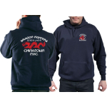 Hoodie azul marino, "DRAGON FIGHTERS Chinatown" NYC Eng-9 Lad-6