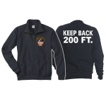 Giacca di sudore blu navy, "KEEP BACK 200 FT." con Emblem NYC Fire Dept.