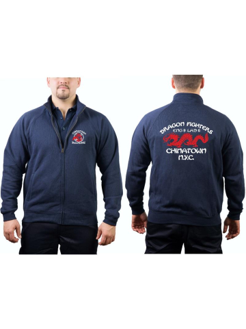 Sweat jacket navy, "Dragon Fighters - Chinatown" N.Y.C - ENG-9 LAD-6