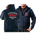 Hooded jacket navy, "Dragon Fighters - Chinatown" N.Y.C - ENG-9 LAD-6